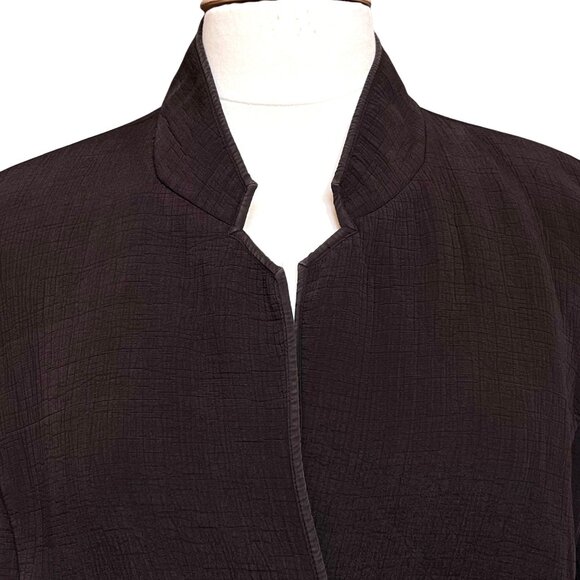 Eileen Fisher Womens Brown Textured Rayon & Silk Mandarin Collar Button Jacket L - Picture 2 of 13